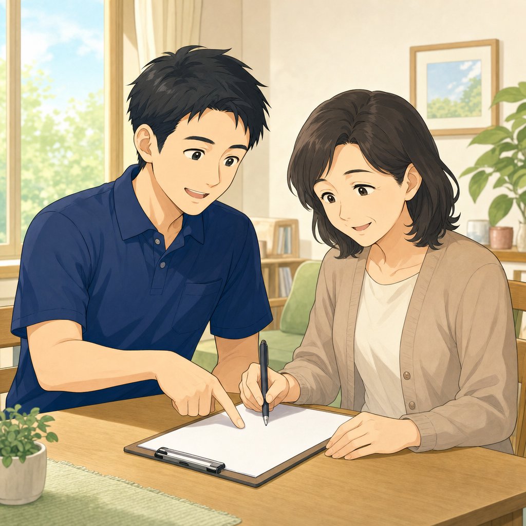 健康保険の同意書手続きをサポートするイラスト